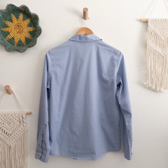 Charter Club Casual Gingham Blue and White Cotton Button Down Shirt Size 10 - Picture 2 of 3